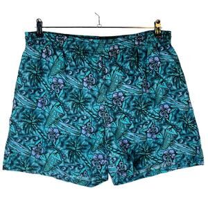 Croft & Barrow Mens Sz Medium Vintage‎ Swim Trunks Lined Pockets Green Floral
